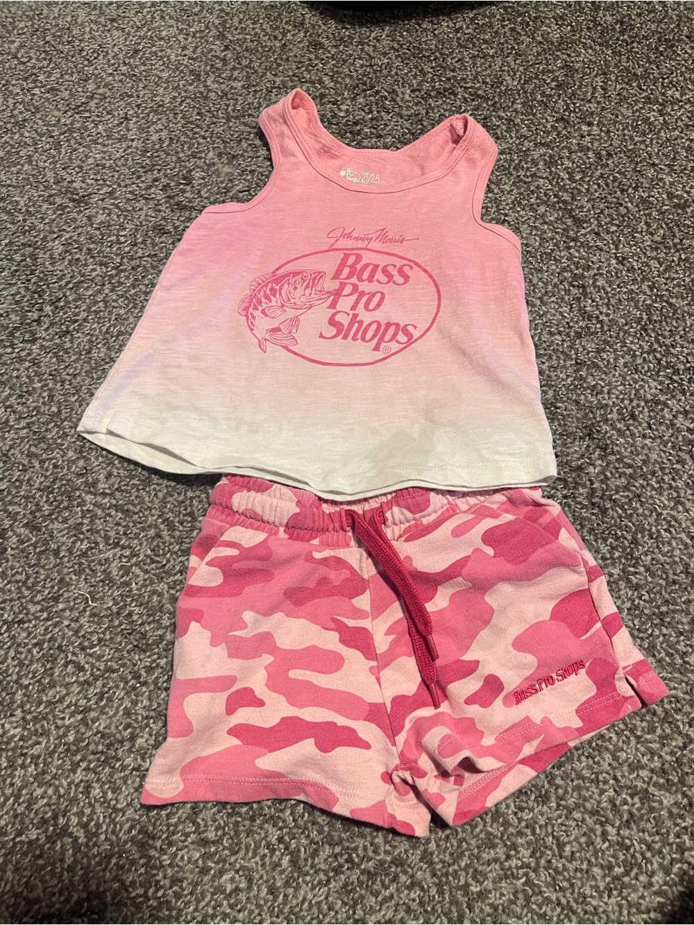 Bass Pro Shops Pink Ombre Tank Top with Pink Camo Shorts Set